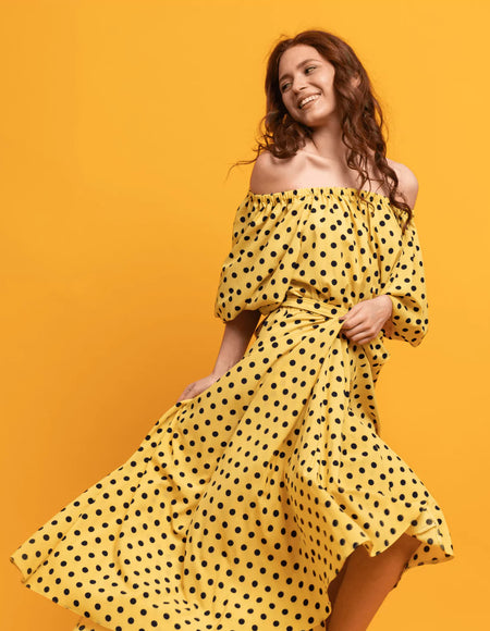 Yellow Floral One Shoulder Chiffon