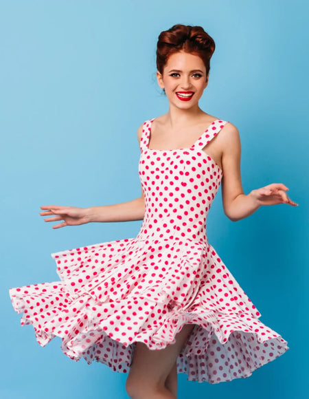 White & Red Floral Printed One Piece