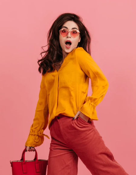 Woman Bright Blouse Pants