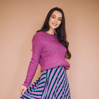 Beautiful Woman Purple Sweater Skirt